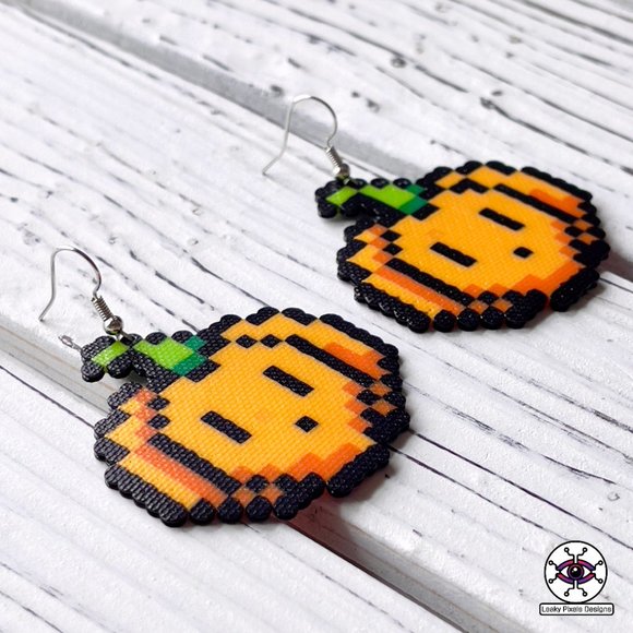 Halloween Perler Earrings | Mario Boo Ghost | Pumpkin | Black Cat | Black Widow - Picture 9 of 14